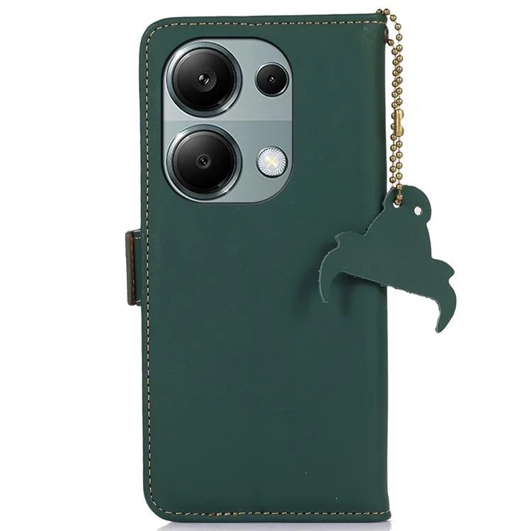 For Xiaomi Redmi Note 13 Pro 4G / Poco M6 Pro 4G Case Wallet Genuine Cow Leather Phone Cover