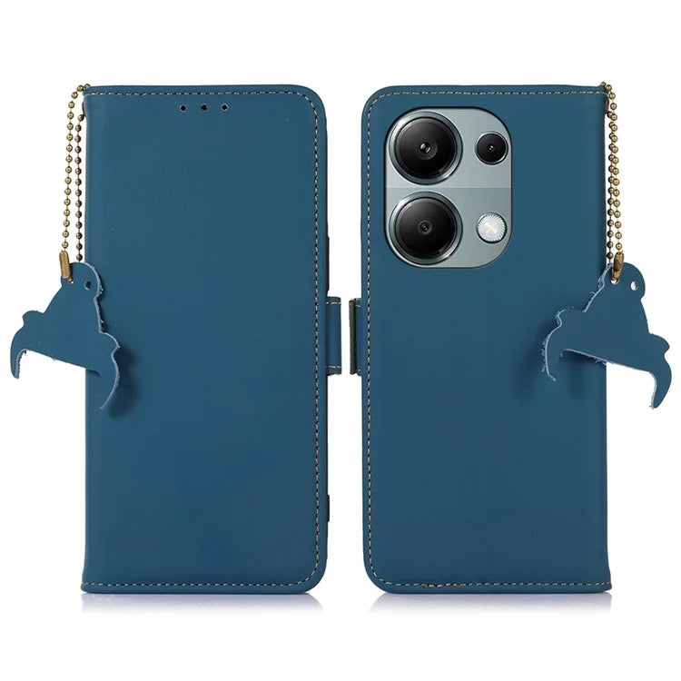For Xiaomi Redmi Note 13 Pro 4G / Poco M6 Pro 4G Case Wallet Genuine Cow Leather Phone Cover