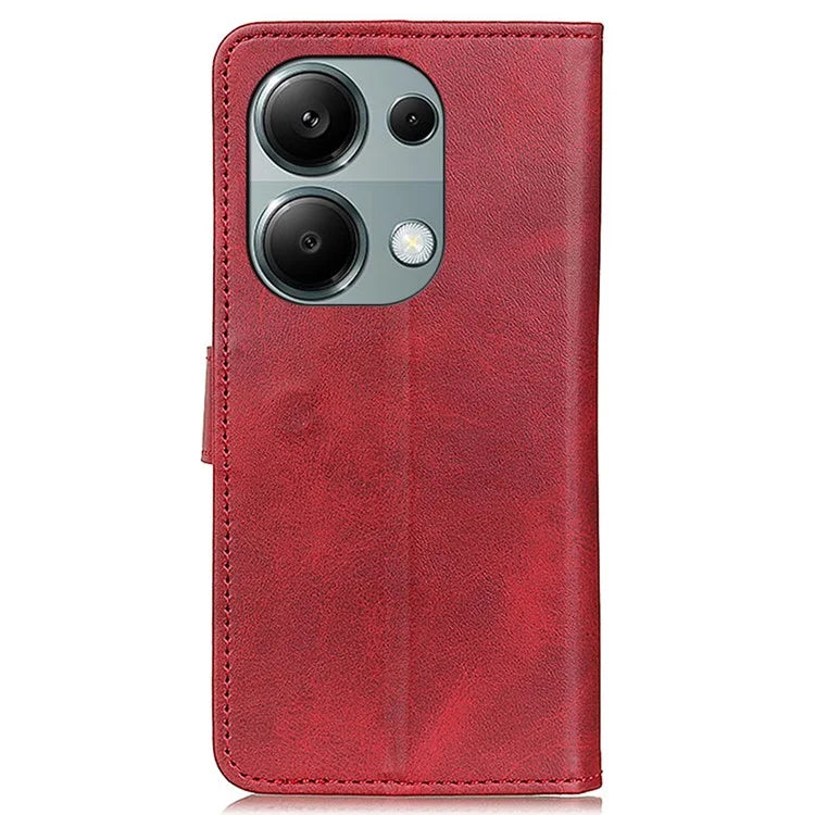 Wallet Case for Xiaomi Redmi Note 13 4G Shell Leather Cowhide Texture Phone Cover