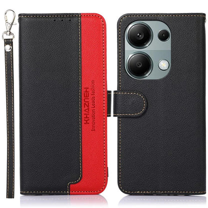 KHAZNEH For Xiaomi Redmi Note 13 4G Phone Case with RFID Blocking Litchi Texture PU Leather Cover