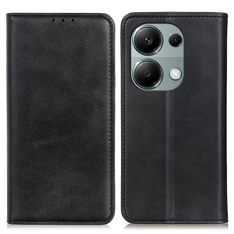 For Xiaomi Redmi Note 13 4G Split Leather Case Magnetic Closure Phone Cover Viewing Stand