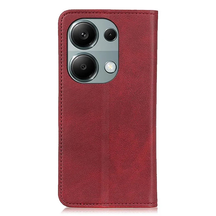 For Xiaomi Redmi Note 13 4G Split Leather Case Magnetic Closure Phone Cover Viewing Stand