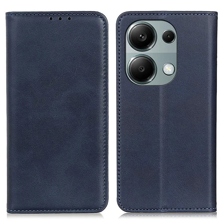 For Xiaomi Redmi Note 13 4G Split Leather Case Magnetic Closure Phone Cover Viewing Stand