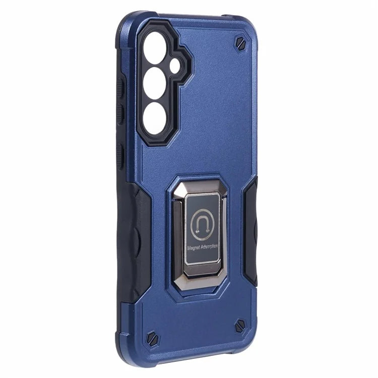 For Samsung Galaxy S23 FE Case Anti-drop PC+TPU Phone Cover with Ring Kickstand