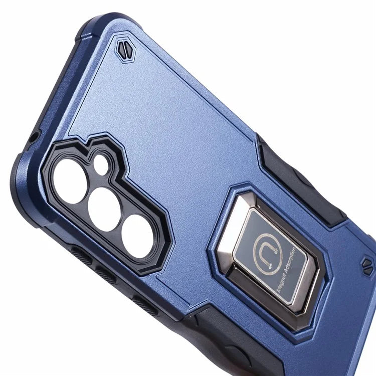 For Samsung Galaxy S23 FE Case Anti-drop PC+TPU Phone Cover with Ring Kickstand