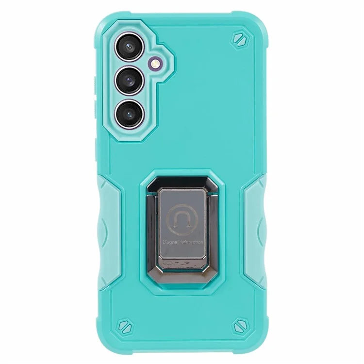 For Samsung Galaxy S23 FE Case Anti-drop PC+TPU Phone Cover with Ring Kickstand