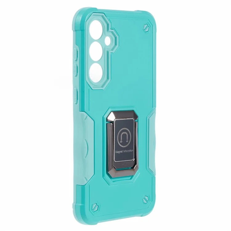 For Samsung Galaxy S23 FE Case Anti-drop PC+TPU Phone Cover with Ring Kickstand