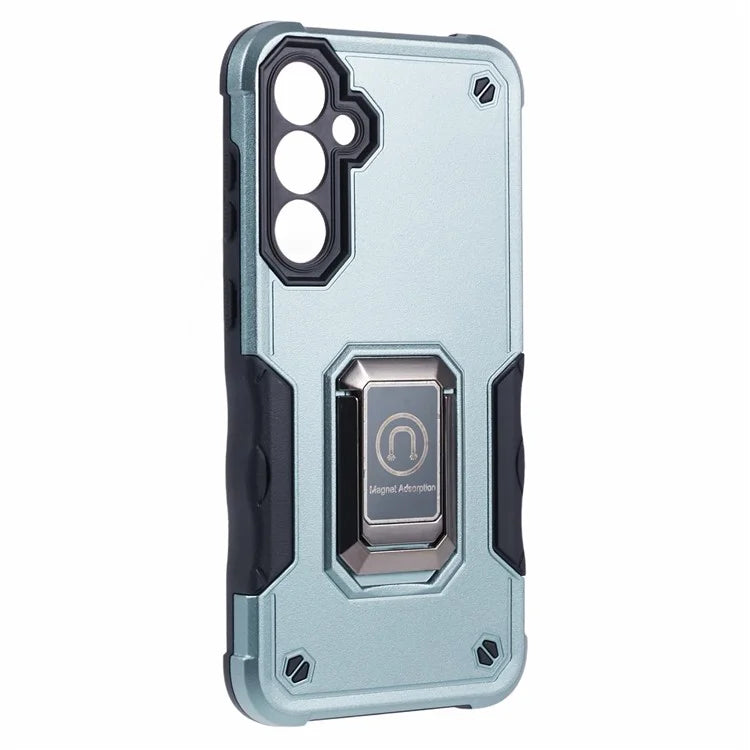 For Samsung Galaxy S23 FE Case Anti-drop PC+TPU Phone Cover with Ring Kickstand