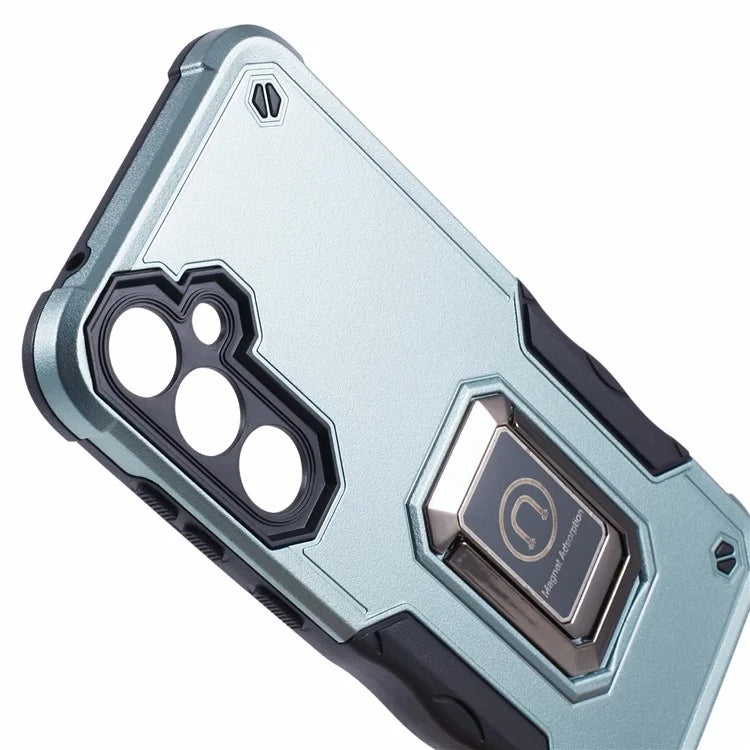 For Samsung Galaxy S23 FE Case Anti-drop PC+TPU Phone Cover with Ring Kickstand