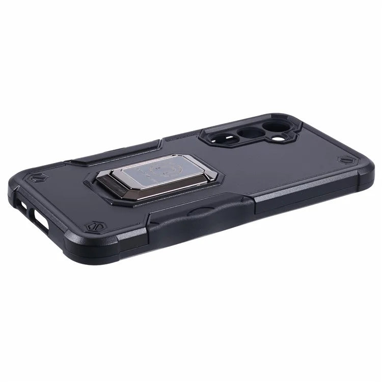 For Samsung Galaxy S23 FE Case Anti-drop PC+TPU Phone Cover with Ring Kickstand