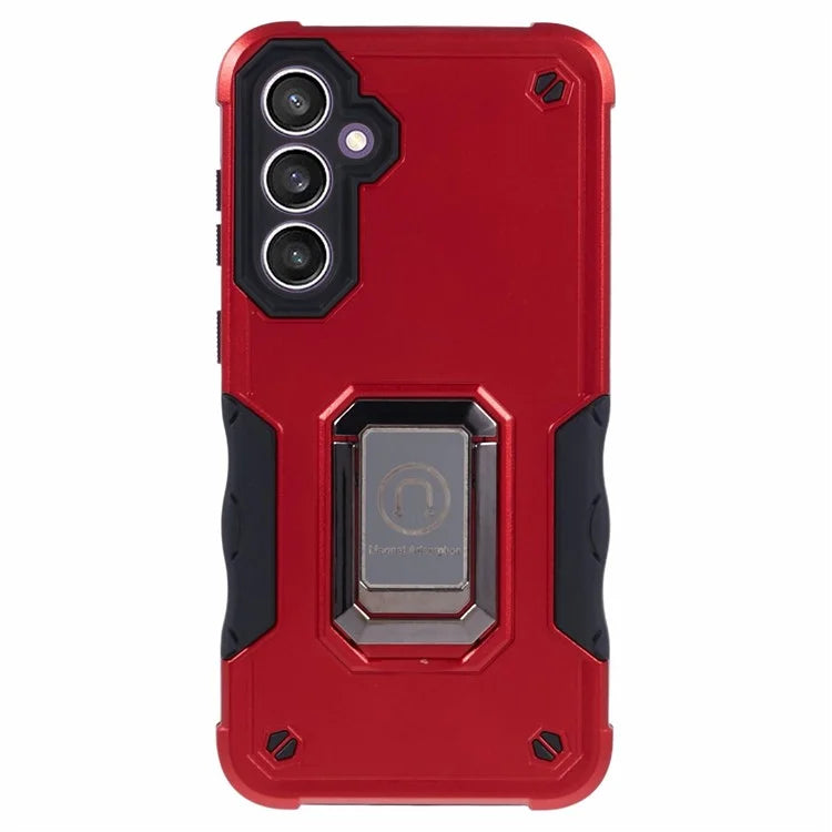 For Samsung Galaxy S23 FE Case Anti-drop PC+TPU Phone Cover with Ring Kickstand