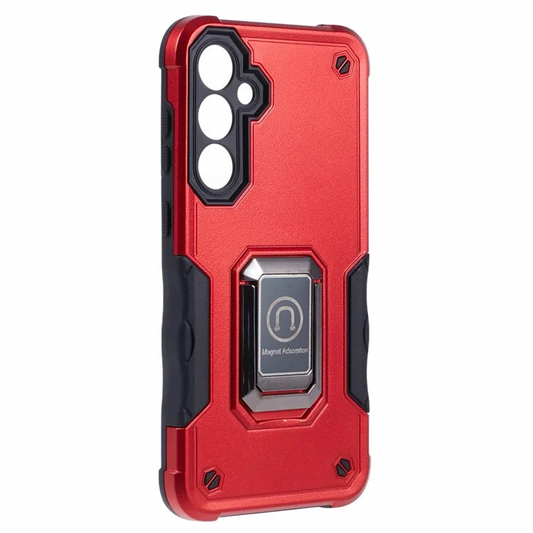 For Samsung Galaxy S23 FE Case Anti-drop PC+TPU Phone Cover with Ring Kickstand