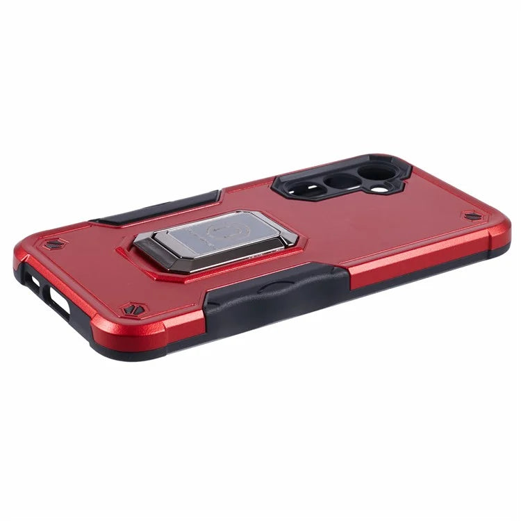 For Samsung Galaxy S23 FE Case Anti-drop PC+TPU Phone Cover with Ring Kickstand