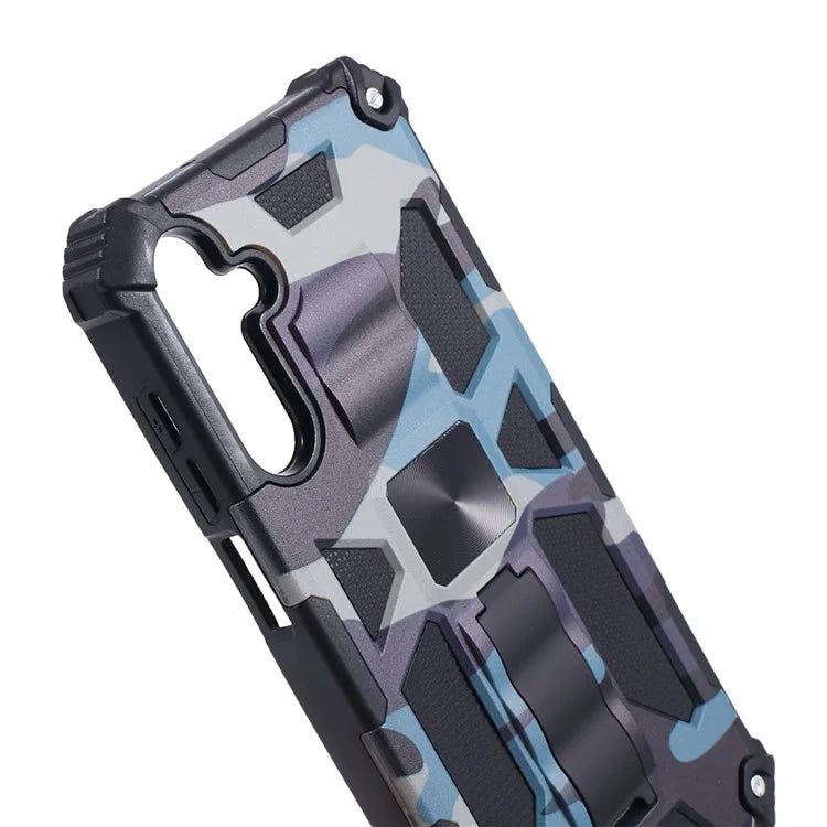 For Samsung Galaxy A25 5G (Global) (161.0 x 76.5 x 8.3mm) Case Camouflage Pattern Kickstand Protective Shell