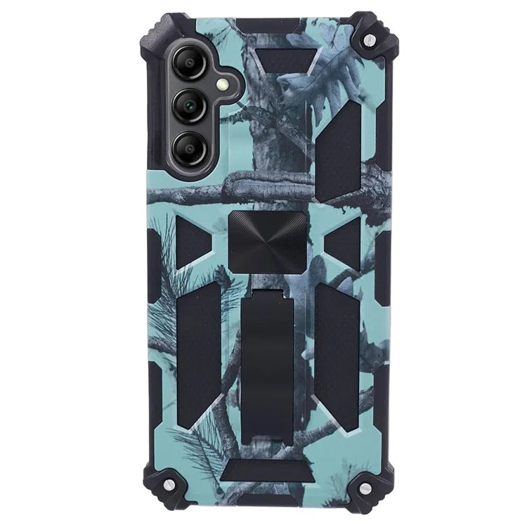 For Samsung Galaxy A25 5G (Global) (161.0 x 76.5 x 8.3mm) Case Camouflage Pattern Kickstand Protective Shell