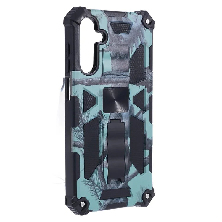For Samsung Galaxy A25 5G (Global) (161.0 x 76.5 x 8.3mm) Case Camouflage Pattern Kickstand Protective Shell