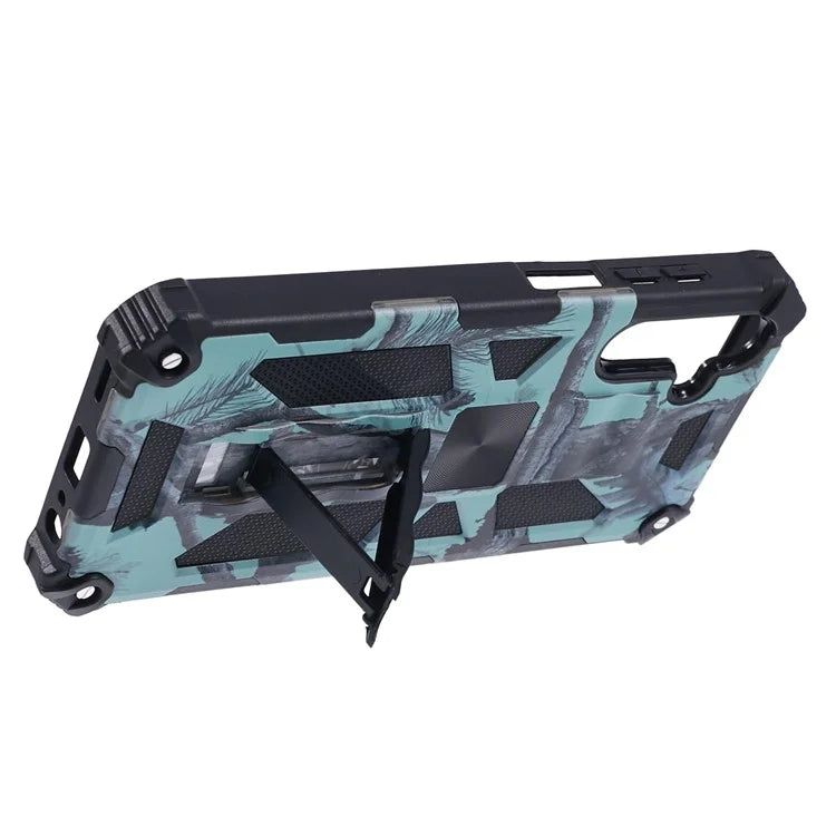 For Samsung Galaxy A25 5G (Global) (161.0 x 76.5 x 8.3mm) Case Camouflage Pattern Kickstand Protective Shell