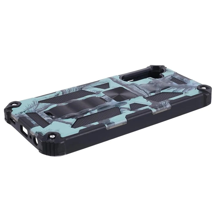 For Samsung Galaxy A25 5G (Global) (161.0 x 76.5 x 8.3mm) Case Camouflage Pattern Kickstand Protective Shell