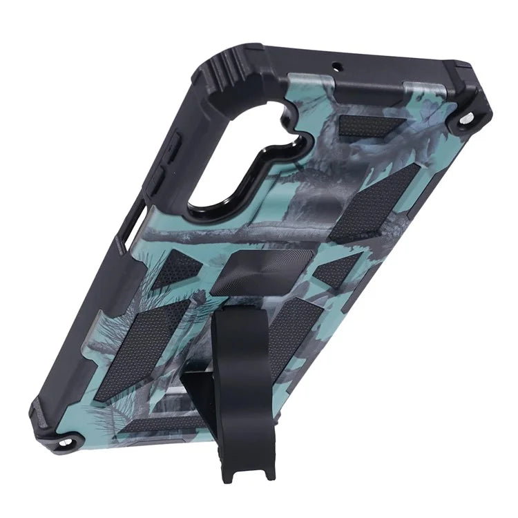 For Samsung Galaxy A25 5G (Global) (161.0 x 76.5 x 8.3mm) Case Camouflage Pattern Kickstand Protective Shell