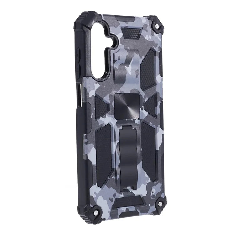 For Samsung Galaxy A25 5G (Global) (161.0 x 76.5 x 8.3mm) Case Camouflage Pattern Kickstand Protective Shell