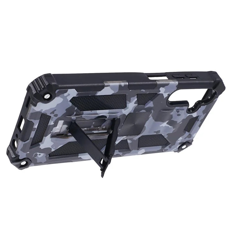 For Samsung Galaxy A25 5G (Global) (161.0 x 76.5 x 8.3mm) Case Camouflage Pattern Kickstand Protective Shell