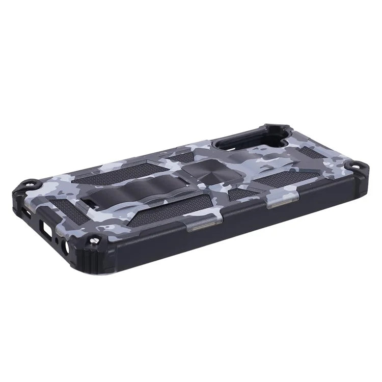 For Samsung Galaxy A25 5G (Global) (161.0 x 76.5 x 8.3mm) Case Camouflage Pattern Kickstand Protective Shell