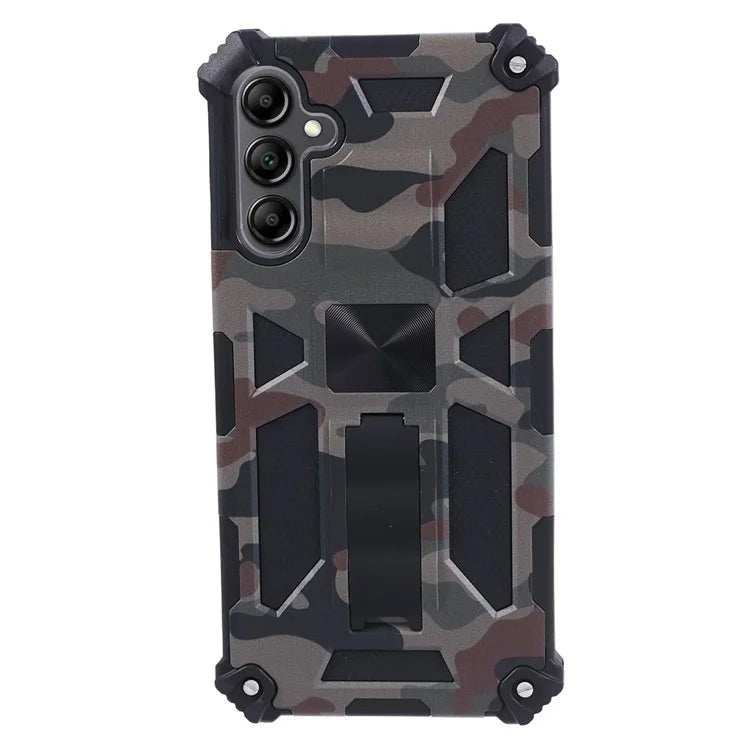 For Samsung Galaxy A25 5G (Global) (161.0 x 76.5 x 8.3mm) Case Camouflage Pattern Kickstand Protective Shell