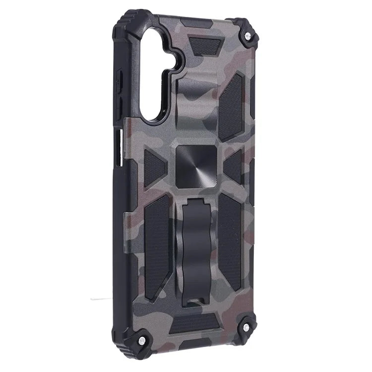 For Samsung Galaxy A25 5G (Global) (161.0 x 76.5 x 8.3mm) Case Camouflage Pattern Kickstand Protective Shell