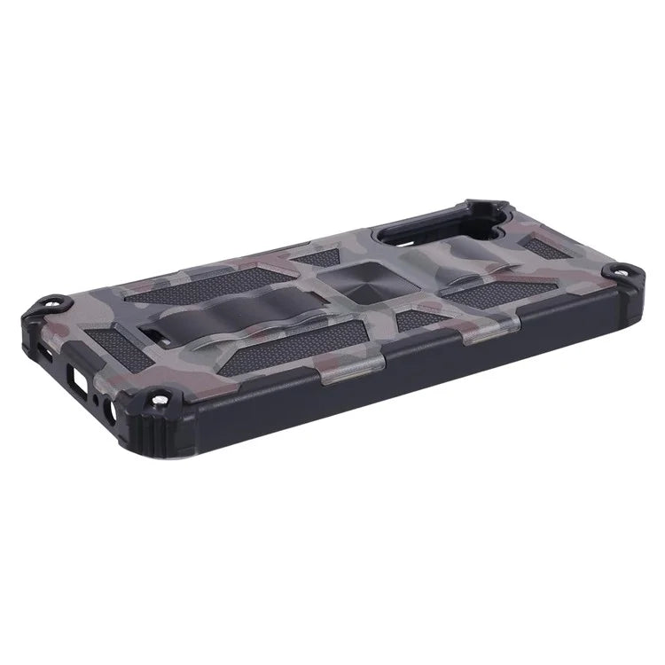 For Samsung Galaxy A25 5G (Global) (161.0 x 76.5 x 8.3mm) Case Camouflage Pattern Kickstand Protective Shell