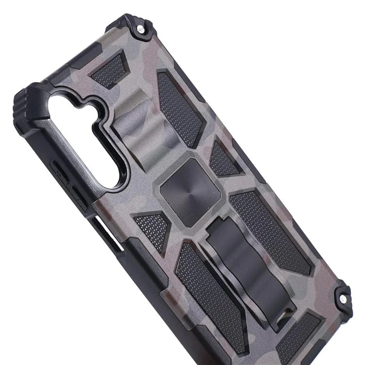 For Samsung Galaxy A25 5G (Global) (161.0 x 76.5 x 8.3mm) Case Camouflage Pattern Kickstand Protective Shell