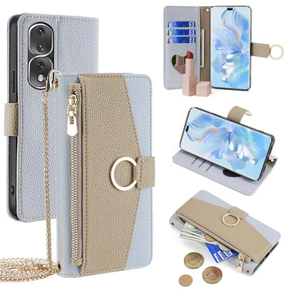 For Honor 80 Pro 5G Phone Case Leather Zipper Pockets Cover with Mirror
