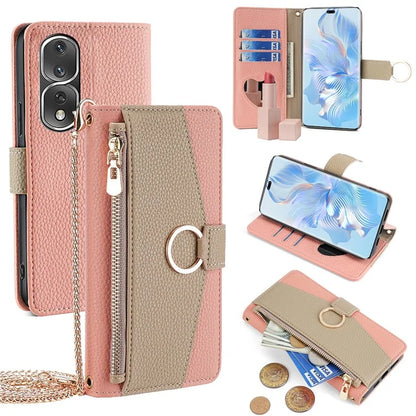 For Honor 80 Pro 5G Phone Case Leather Zipper Pockets Cover with Mirror