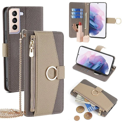 For Samsung Galaxy S21+ 5G Case Card Holder Phone Stand Cover Built with Heart Mirror