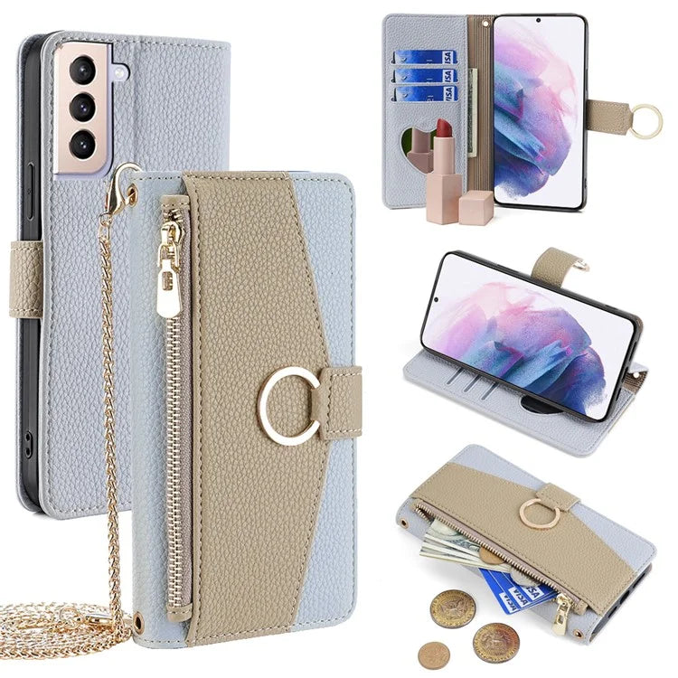 For Samsung Galaxy S21+ 5G Case Card Holder Phone Stand Cover Built with Heart Mirror