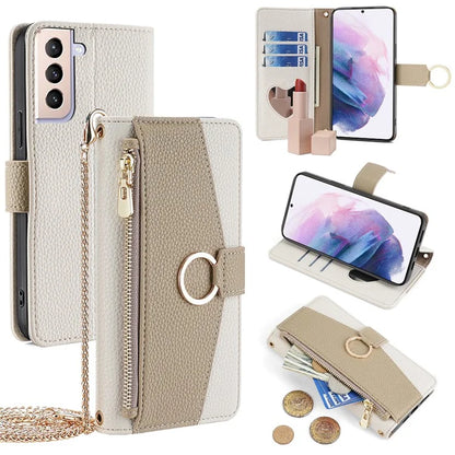 For Samsung Galaxy S21+ 5G Case Card Holder Phone Stand Cover Built with Heart Mirror