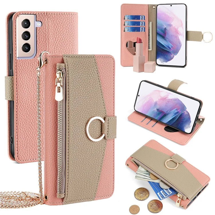 For Samsung Galaxy S21+ 5G Case Card Holder Phone Stand Cover Built with Heart Mirror
