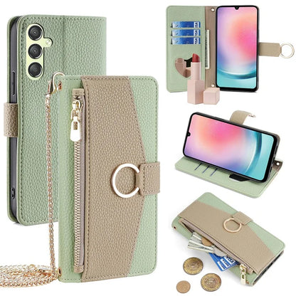 For Samsung Galaxy A24 4G (162.1 x 77.6 x 8.3mm) Case Crossbody PU Leather Cell Phone Cover