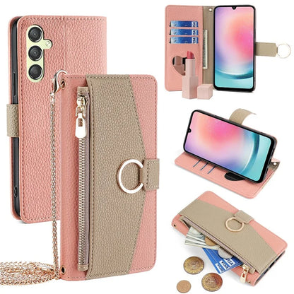 For Samsung Galaxy A24 4G (162.1 x 77.6 x 8.3mm) Case Crossbody PU Leather Cell Phone Cover