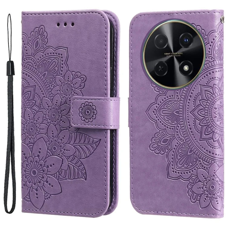 For Huawei Enjoy 70 Pro Cover Imprinted Flower Pattern Flip Stand Cell Phone Case