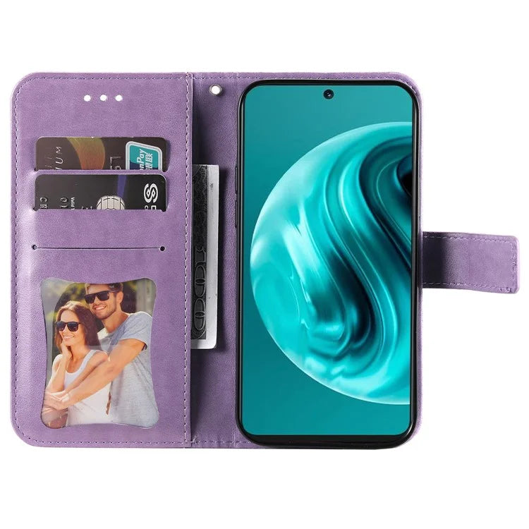 For Huawei Enjoy 70 Pro Cover Imprinted Flower Pattern Flip Stand Cell Phone Case