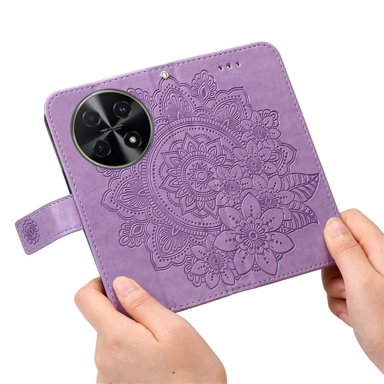 For Huawei Enjoy 70 Pro Cover Imprinted Flower Pattern Flip Stand Cell Phone Case