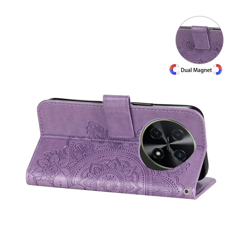 For Huawei Enjoy 70 Pro Cover Imprinted Flower Pattern Flip Stand Cell Phone Case