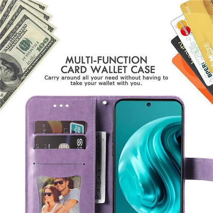 For Huawei Enjoy 70 Pro Cover Imprinted Flower Pattern Flip Stand Cell Phone Case