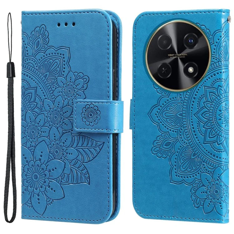 For Huawei Enjoy 70 Pro Cover Imprinted Flower Pattern Flip Stand Cell Phone Case
