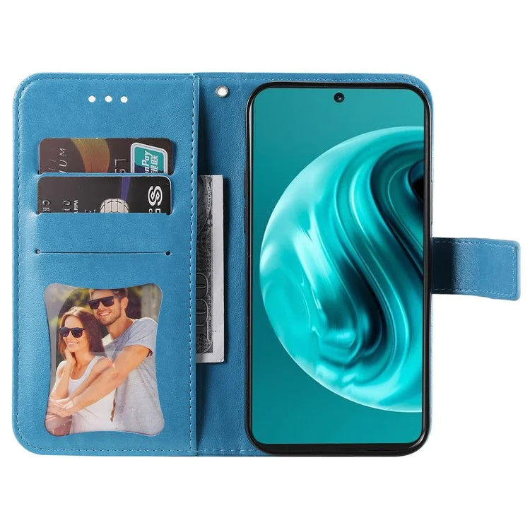 For Huawei Enjoy 70 Pro Cover Imprinted Flower Pattern Flip Stand Cell Phone Case