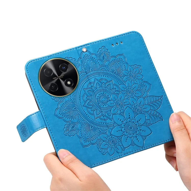 For Huawei Enjoy 70 Pro Cover Imprinted Flower Pattern Flip Stand Cell Phone Case