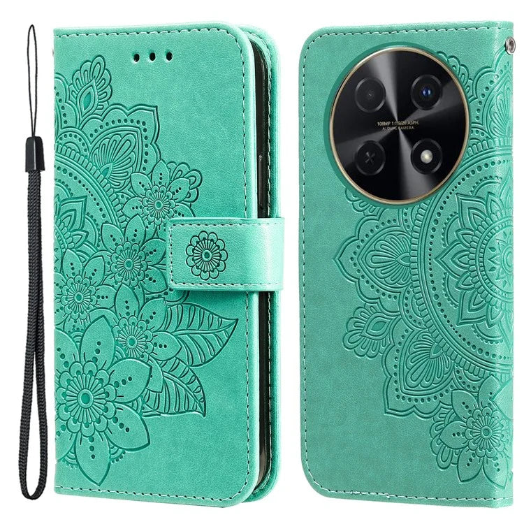 For Huawei Enjoy 70 Pro Cover Imprinted Flower Pattern Flip Stand Cell Phone Case