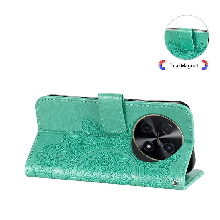 For Huawei Enjoy 70 Pro Cover Imprinted Flower Pattern Flip Stand Cell Phone Case