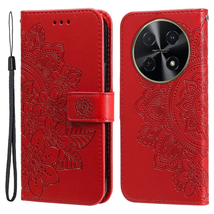 For Huawei Enjoy 70 Pro Cover Imprinted Flower Pattern Flip Stand Cell Phone Case