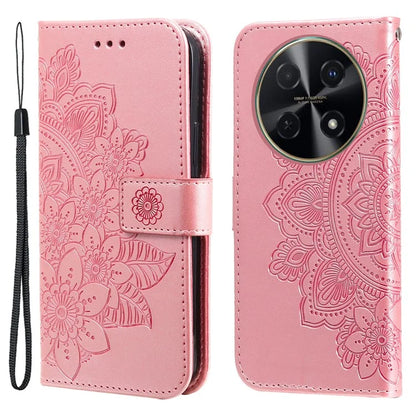 For Huawei Enjoy 70 Pro Cover Imprinted Flower Pattern Flip Stand Cell Phone Case